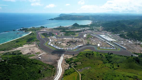 Aerial view of full track view of the mandalika circuit.