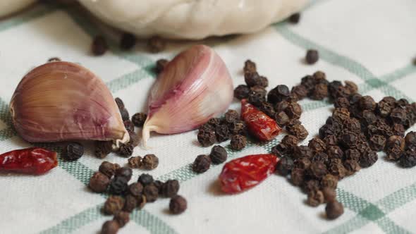 Garlic and Pepper Ingredients. Latin American Mexican Traditional Food