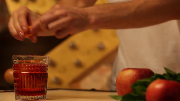 Barman Finishing Making Cocktail