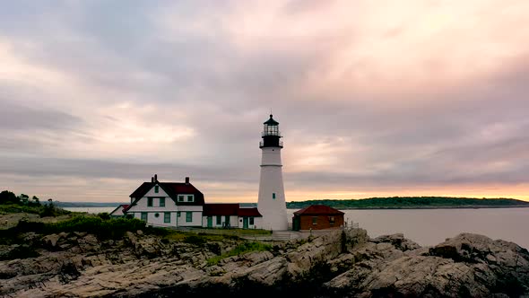Portland Head Lighthouse in Maine Drone Video