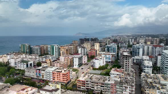 View of the city of Alanya aerial view 4 K