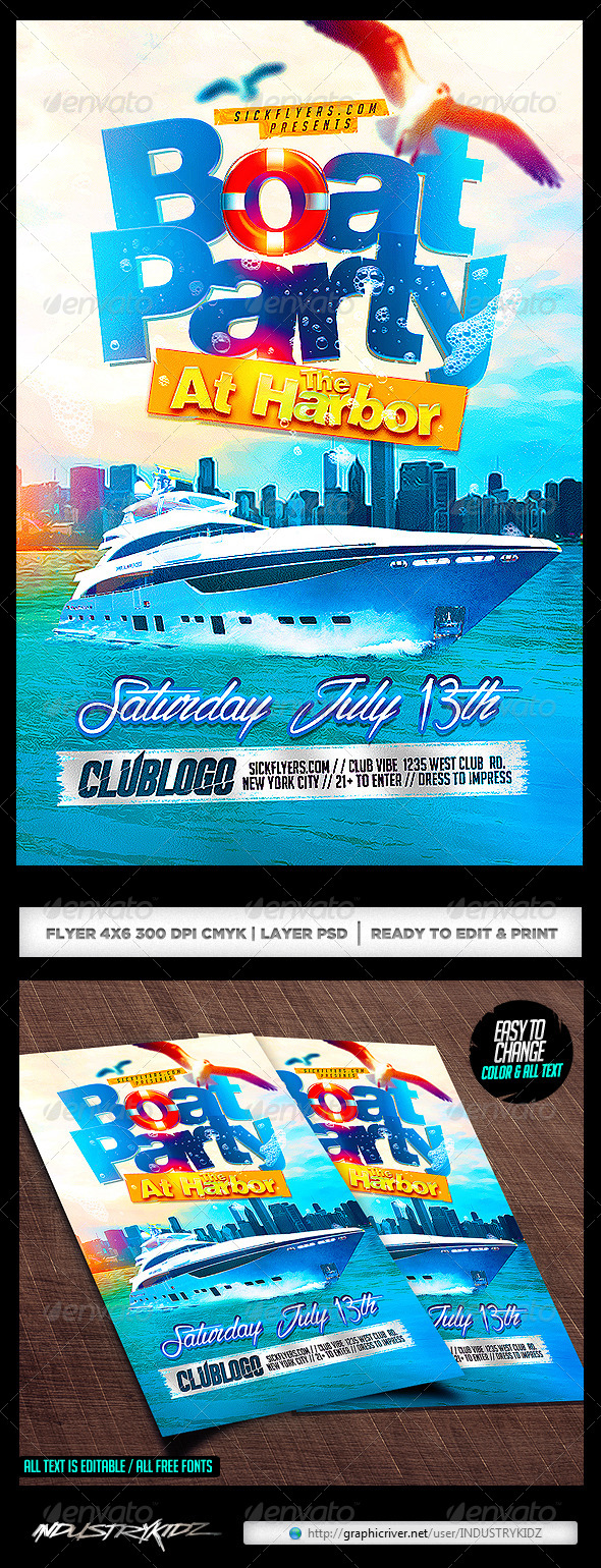 Boat Party Flyer Template PSD