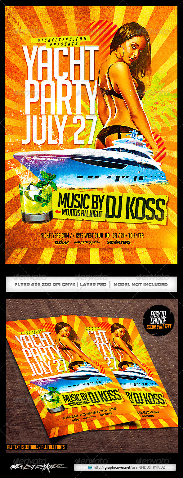 Yacht Party Flyer Template PSD