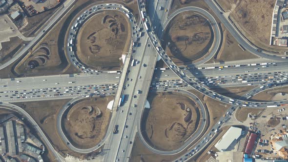 Roundabout with Cars View From a Quadcopter