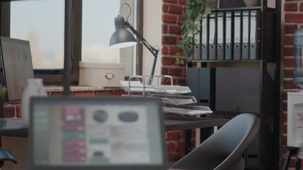 Close Up of Woman Working on Business Startegy with Computer