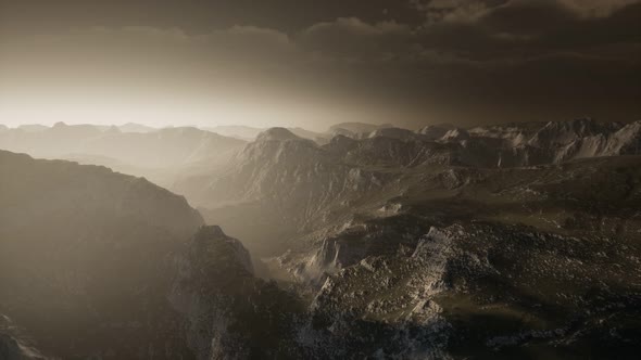 Dramatic Sky Over Steps in a Mountain.