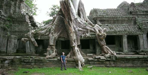 Man Walking In Preah Khan Temple