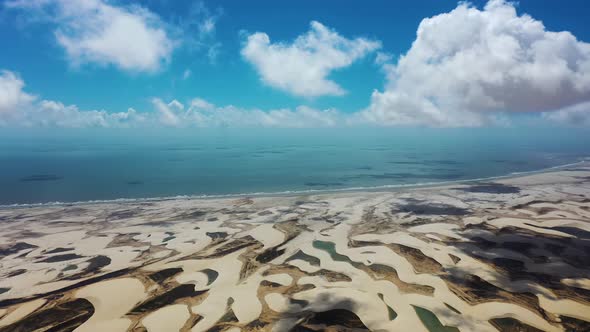 Brazilian landmark rainwater lakes and sand dunes. Lencois Maranhenses Brazil.