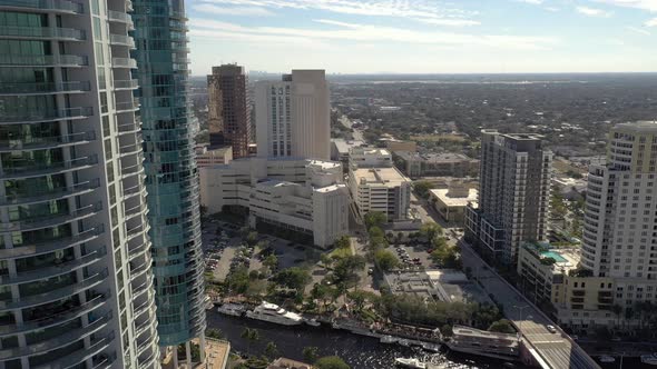 Broward County Jail Shot With Aerial Drone With Views Of Downtown And River