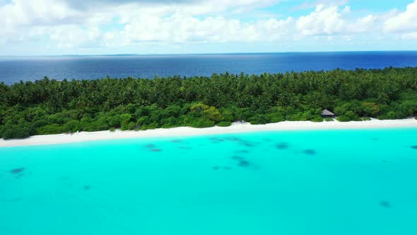 Aerial view travel of exotic coast beach lifestyle by transparent sea and white sandy background of 