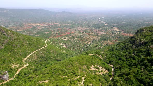 Drone view of West Pokot, North Rift  -Kenya -:green raining season on the north dry parts of  Kenya