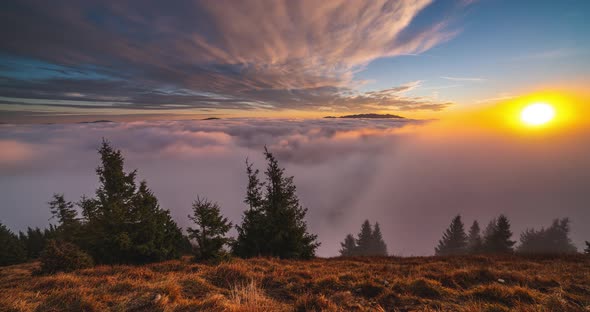 Mystic Sunrise Mountains Above Clouds Sky