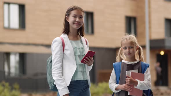 Two Diverse Schoolgirls Portrait