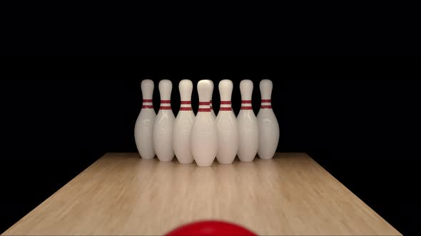 Bowling Strike in Slow Motion on Alpha Channel alt