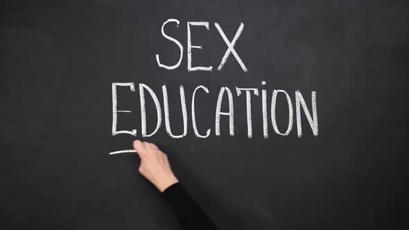 Sex Education Word Written on Chalkboard, Human Rights Protection, Awareness