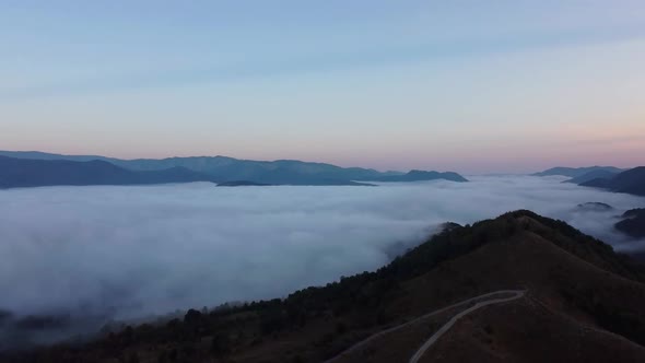 Clouds Over Trascau Mountains In Romania, Aerial View