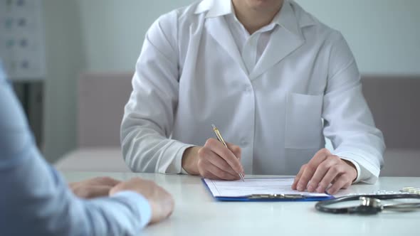 Doctor Writing Fake Medical Examination, Taking Bribe, Expensive Checkups