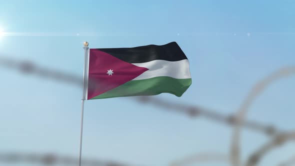 Jordan Flag Behind Border