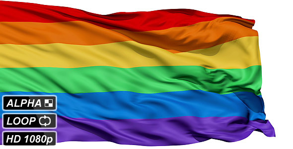 Isolated Waving Gay Rainbow Flag