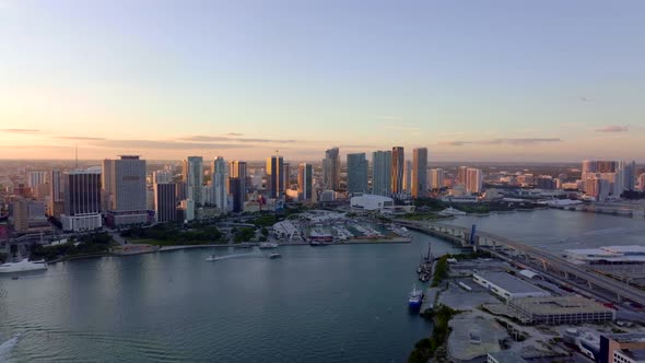 Aerial beautiful Miami skyline 4k