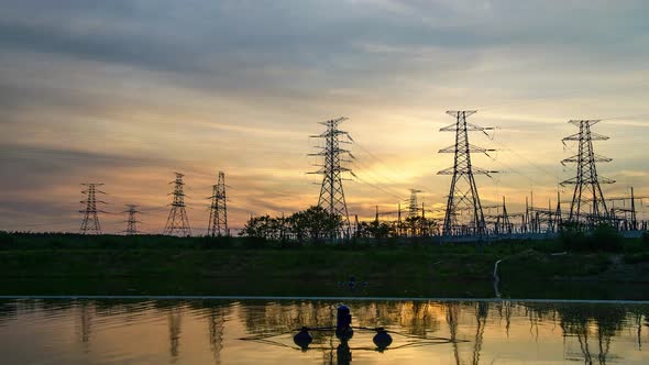 Pylons and substations