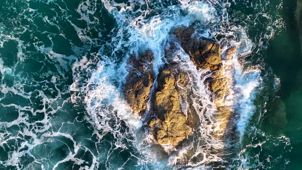 Texture of the Sea and Wild Beach Aerial View 4 K