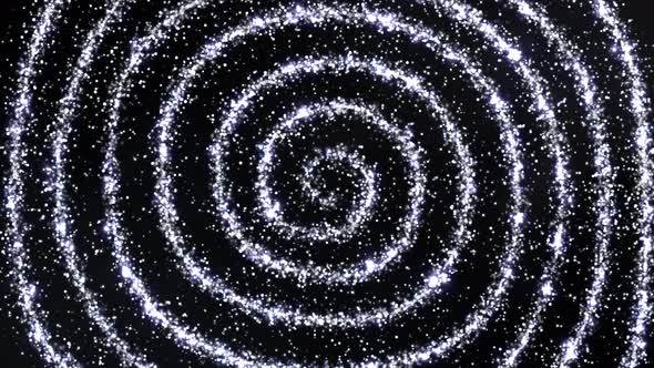 Glitter Silver Background With  Glowing Spiral With Particles