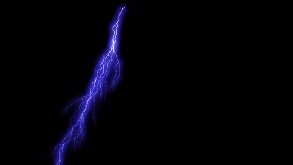 Loop Animation Of Realistic Thunderbolts, Lightning Strikes On Black Background, Lightning Strikes