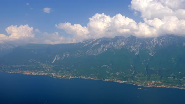 Lake and Mountains with Clouds Landscape