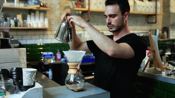Barista preparing coffee