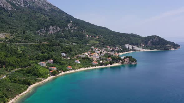 Makarska riviera, Croatia. Aerial view on the town and sea.