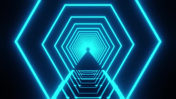 Vj Loop Of The Hexagon Heon Blue Background With Mirrored Floor HD