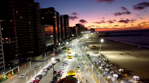 Tropical beach scenery of Fortaleza. Northeast Brazil. Ceara state.