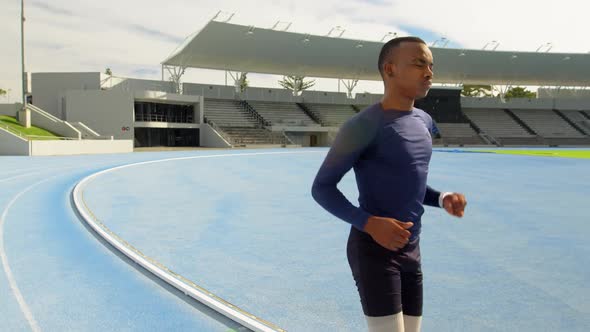 Disabled athletic running on a running track 4k