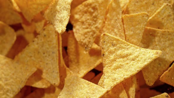 Super Slow Motion Shot of Tortilla Chips Flies After Being Exploded at 1000Fps