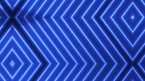 Blue color geometric neon light glowing animation. Animated neon line motion background. Vd 704