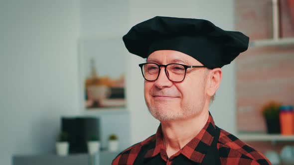 Elderly Age Man Wearing Chef Bonete