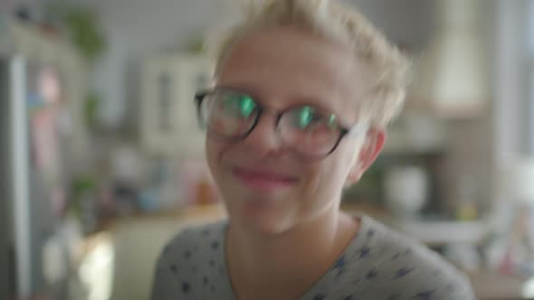 Cute Funny Young Gay Man Wearing Glasses And Bright Clothes