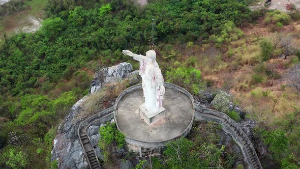 Santi Chedi and the Statue of Christ the Redeemer in Heaven Hills in Pak Tho District Ratchaburi