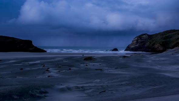 Rainy weather by the sea timelapse