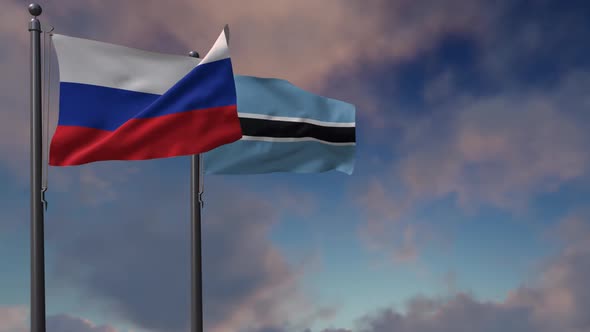 Botswana Flag Waving Along With The National Flag Of The Russia 2K