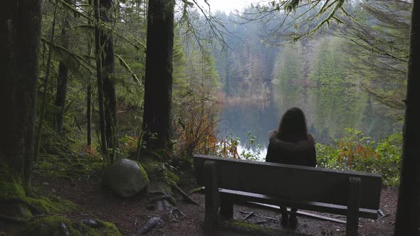 Girl Walking in the Canadian Rain Forest