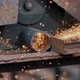 Closeup of Craftsman Sawing Metal with Disk Grinder in Workshop - VideoHive Item for Sale