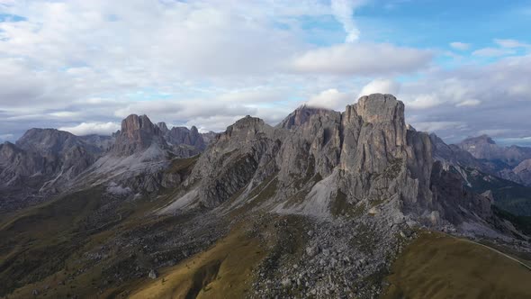 Fly over Italian Dolomites Alps ,Pass Giau