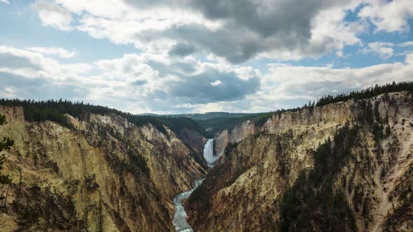 Time lapse of the lower falls on Yellowstone waterfall