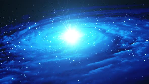 Blue Galaxy With Volume Gas Arms