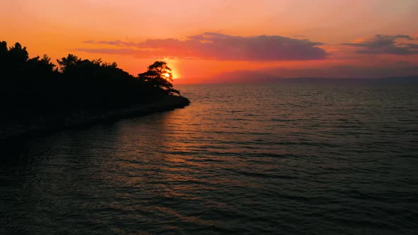 Sunset Over the Sea and Shoreline