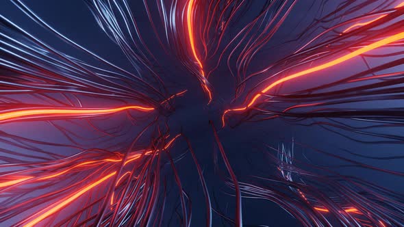 HD 3D animation. Flight in abstract sci-fi tunnel seamless loop. Futuristic motion graphics