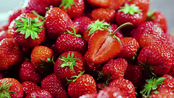 Juicy Ripe Strawberries Decorated With Cut In Half Strawberries Summer Berries