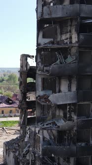 Vertical Video of a Destroyed Building in Borodyanka Ukraine